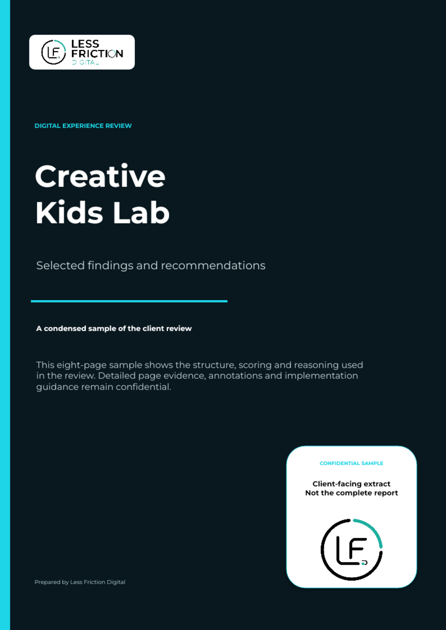 Creative Kids Lab sample review report cover